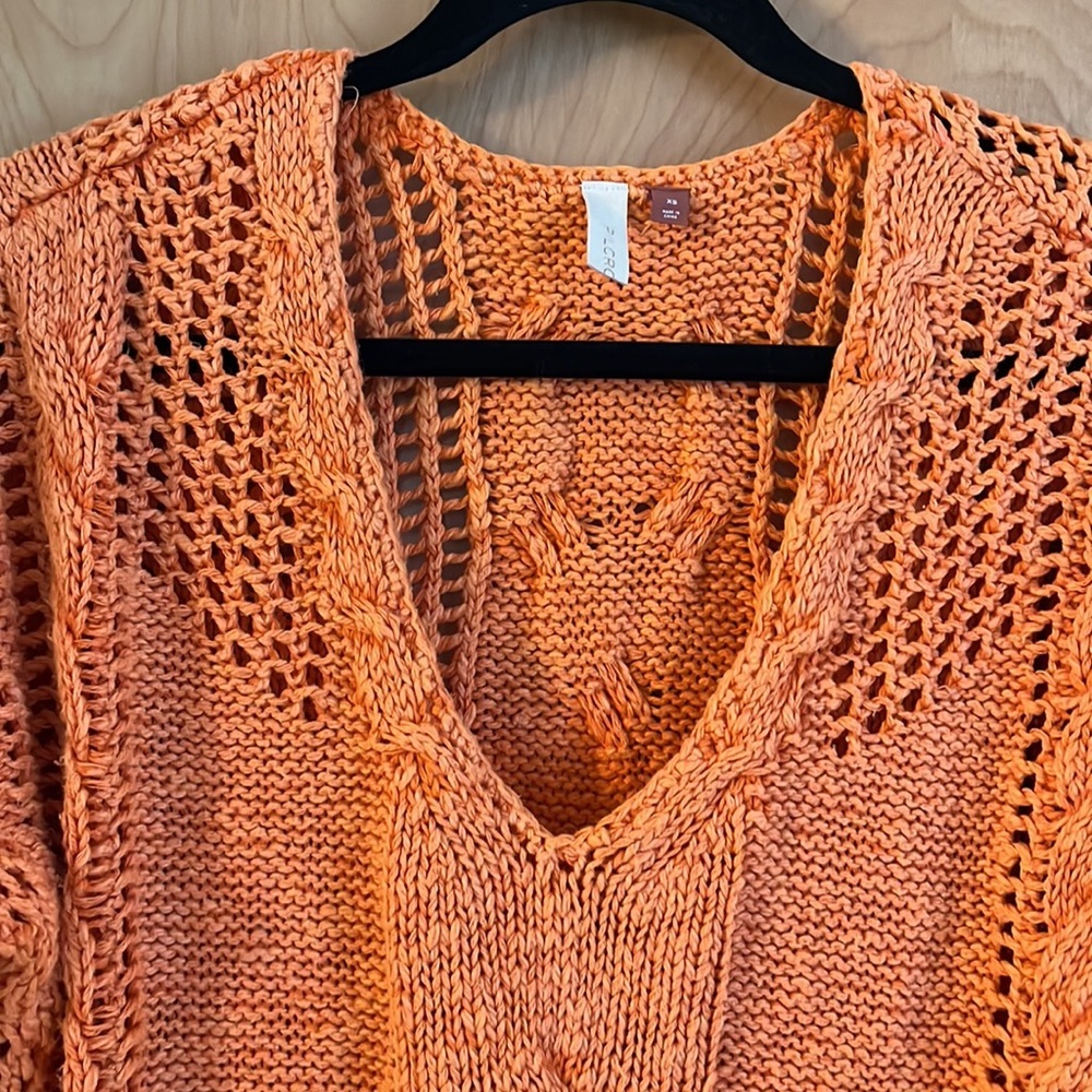 Anthropologie Orange V-Neck Sweater - Picture 3 of 8
